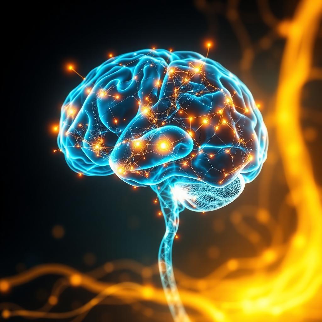 Neural network illustration showing how MindRemember supports brain function